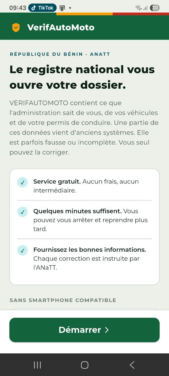 Écran de l’application VerifAuto